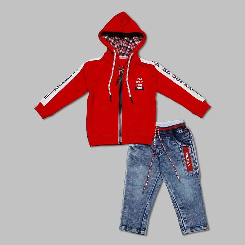 Red Hoody T-Shirt for Baby Boys Long Shirt Dress