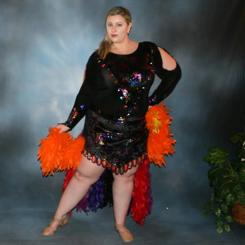 Black Plus Size Latin-Rhythm Dress with Colorful Accents-Mardi Gras Simple Plus Dress