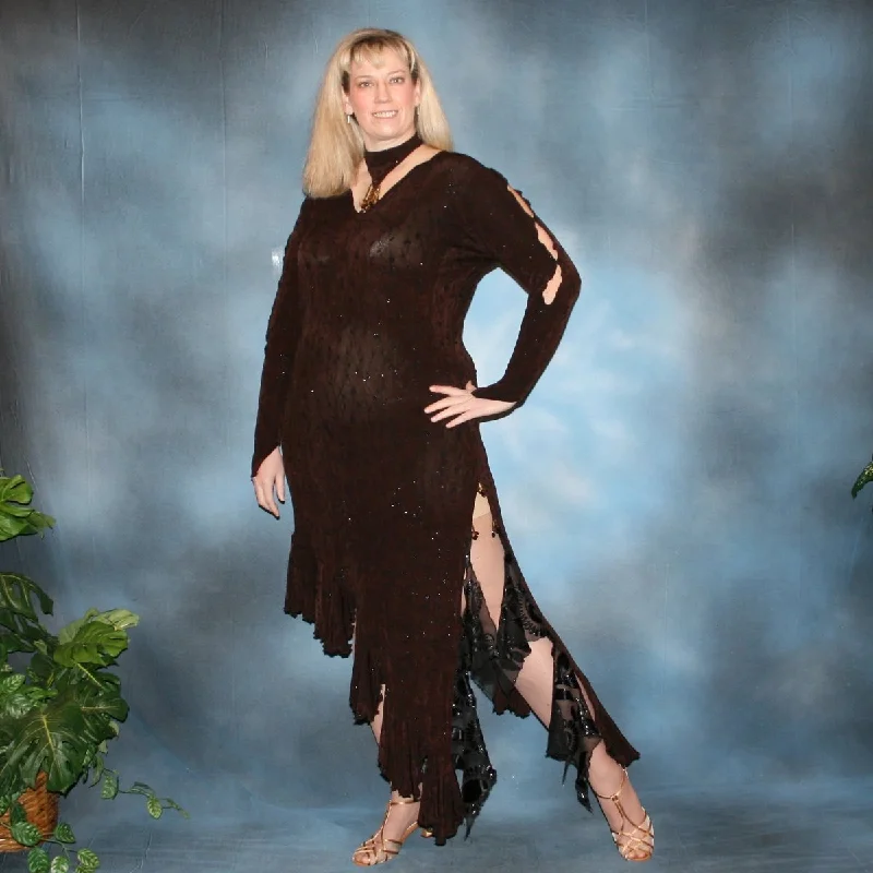 Plus Size Brown Tango-Rumba-Bolero Dress with Black Accents-Marianna Plus Size Trendy