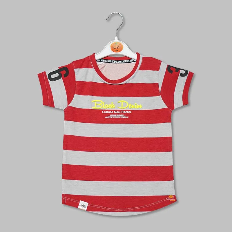 Solid Stripes Patterns T-Shirts for Boys Casual Button Shirt