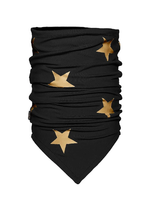 Goldbergh Starlight Scarf Neckwarmer in Black with Gold Stars Trendy Women’s Hoodies