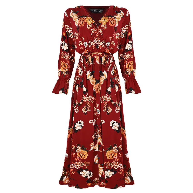 REDTAG Printed Midi Dress Comfort Hoodie Sweatshirt