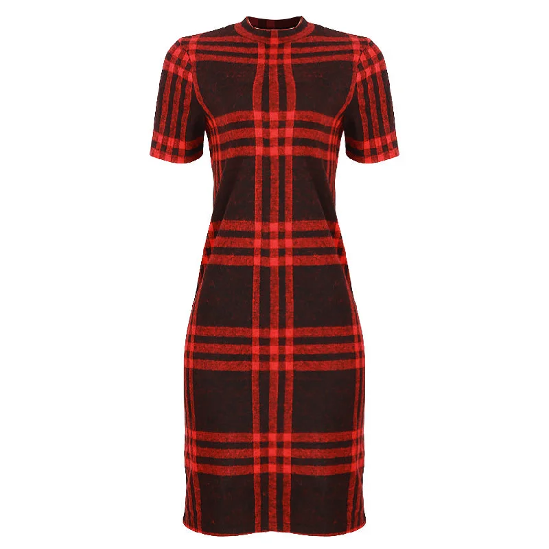 REDTAG Casual Plaid Dress for Women Basic Hoodie Sweatshirt