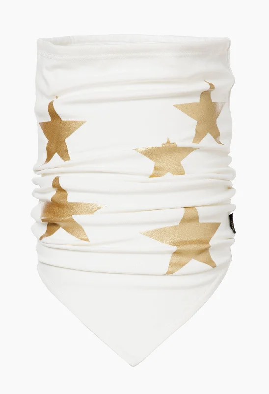 Goldbergh Starlight Scarf Neckwarmer in Cream with Gold Stars Warm Sweatshirt Designs