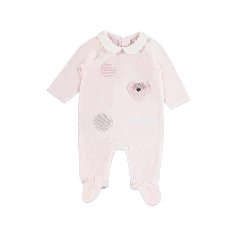 MAYORAL - Heart Velour Romper - Pink