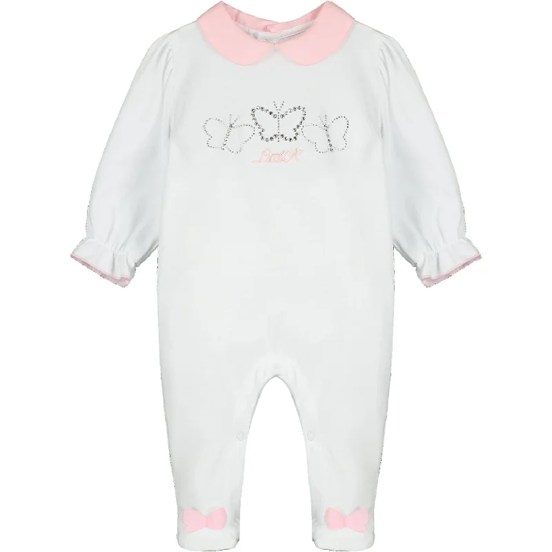 LITTLE A - Dana Diamanté Baby Grow - White