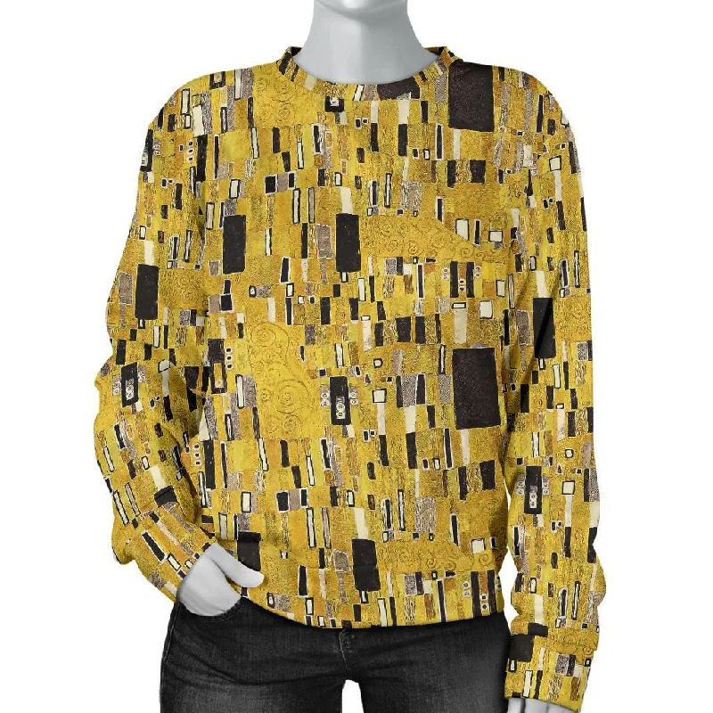 Klimt Gold Print Pattern Women's Sweatshirt College sweaters