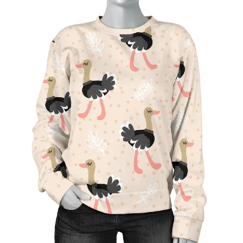 Ostrich Cute Pattern Print Women's Sweatshirt Cozy knit sweaters for winter