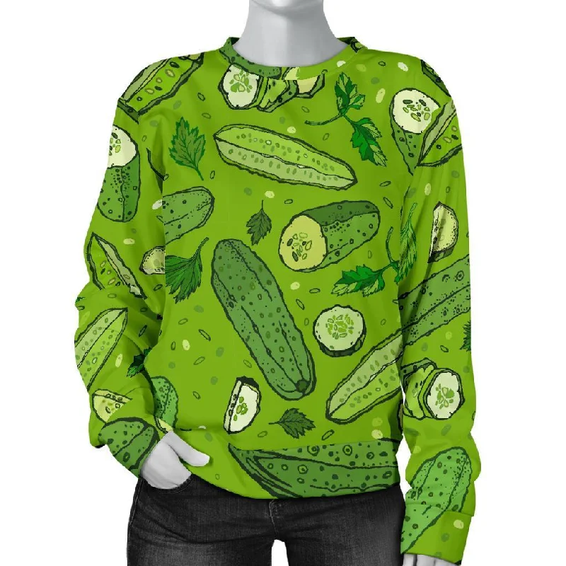 Pickle Cucumber Print Pattern Women's Sweatshirt Wrinkle-resistant sweaters