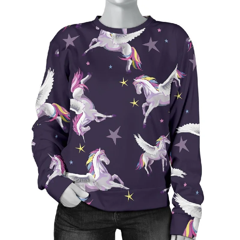 Print Pattern Unicorn Women's Sweatshirt Cropped sweaters