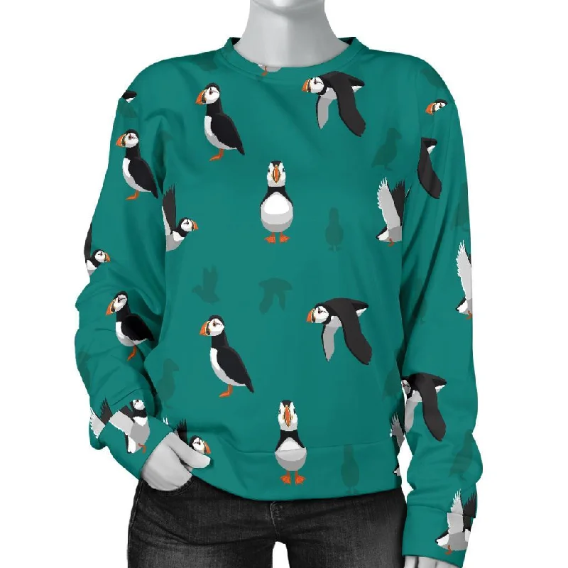 Puffin Pattern Print Women's Sweatshirt Best sweaters for cozy nights