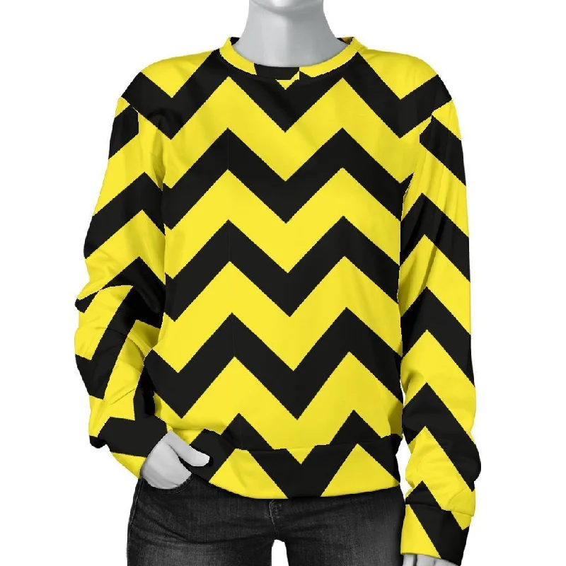 Zig Zag Yellow Pattern Print Women's Sweatshirt Columbia sweaters