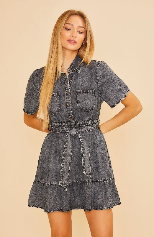 Lana Denim Mini Dress Cute floral print mini dresses