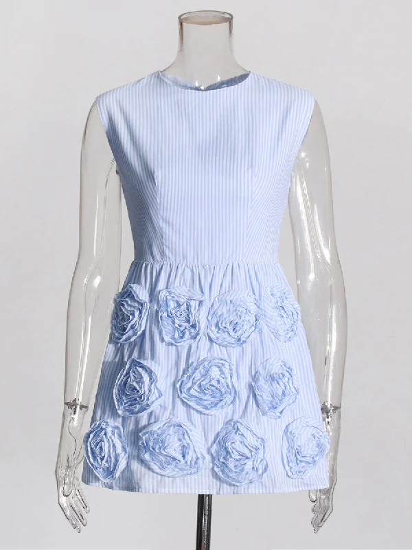 Lace-up  stitching flower dress Expensive mini dresses