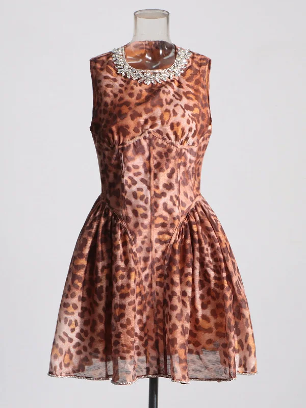 Leopard print short skirt Vintage mini dresses