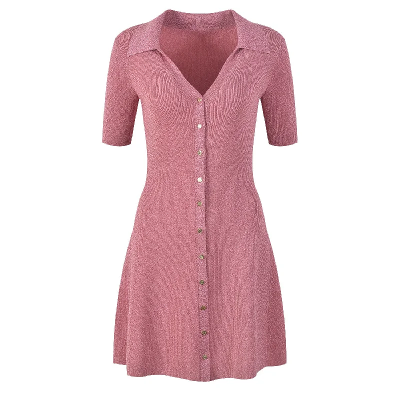 Short sleeve polo lapel V-neck dress Sexy mini dresses