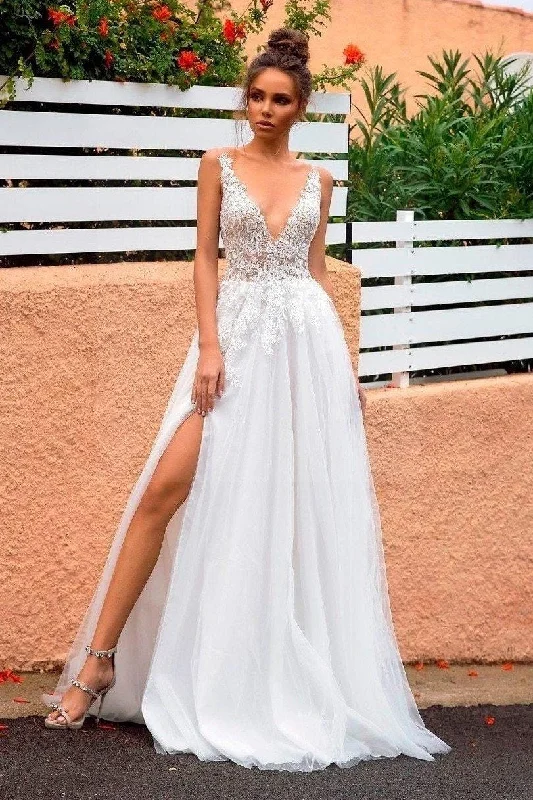 Boho beach wedding dress Romantic Satin Dress