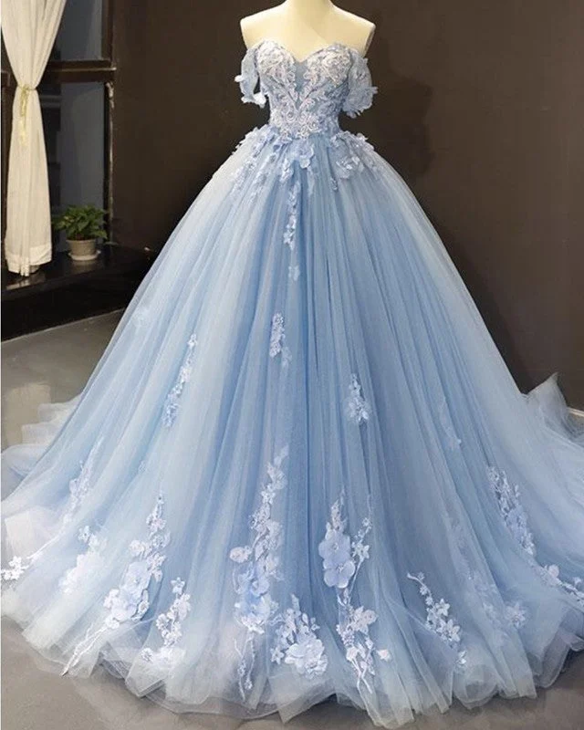 Tulle Ball Gown Dresses Off Shoulder Lace Embroidery Luxury Wedding Dress