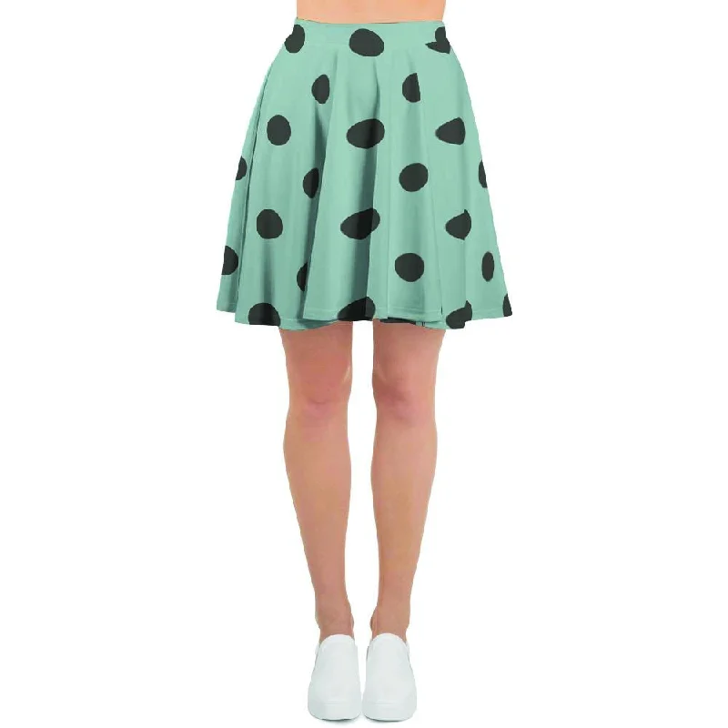 Aqua And Black Polka Dot Women's Skirt Trendy unclassified skirts