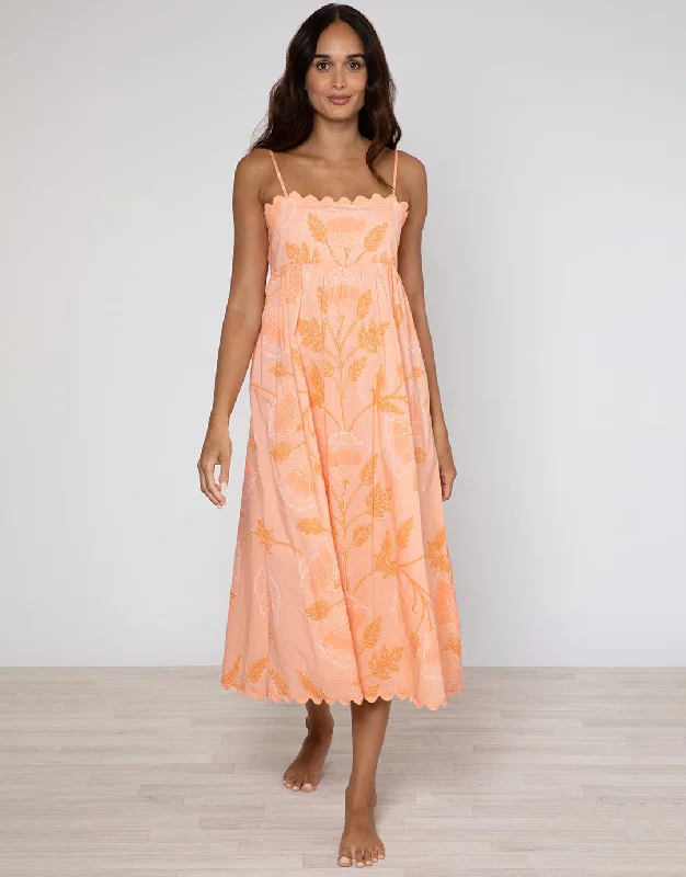 Bellflower Tie Back Midi Dress - Peach Formal midi dresses