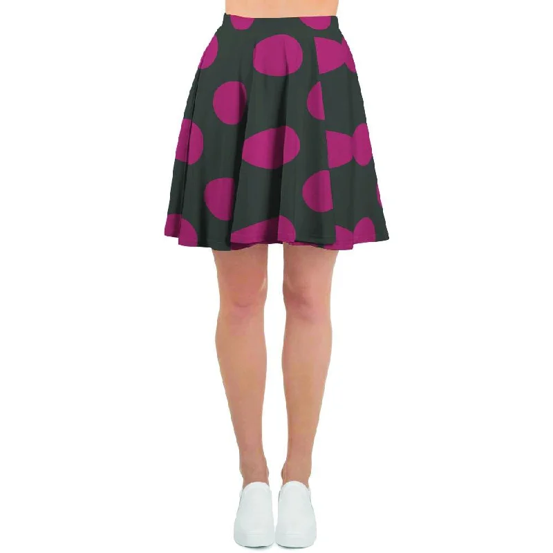 Black And Maroon Polka Dot Women's Skirt Vacation unclassified skirts