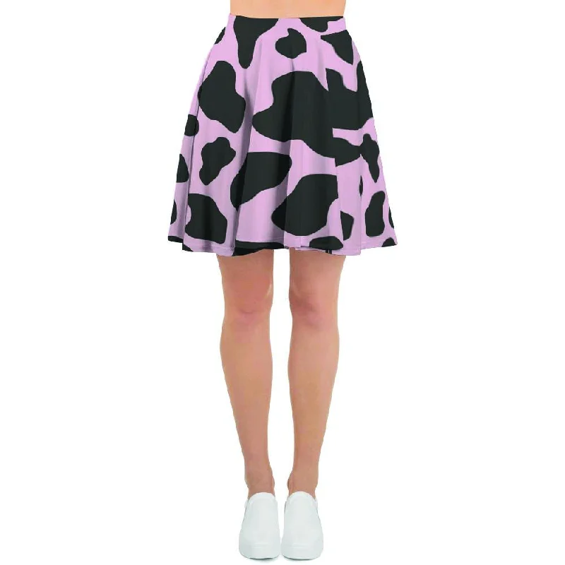 Black And Pink Cow Print Women's Skirt Party unclassified skirts