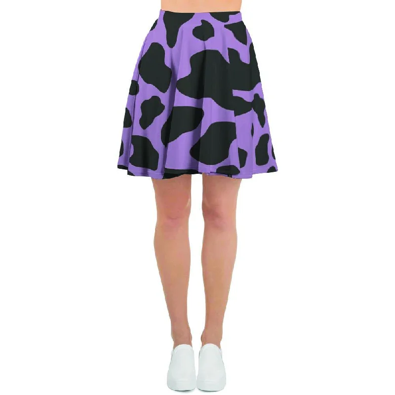 Black And Purple Cow Print Women's Skirt Breathable unclassified skirts