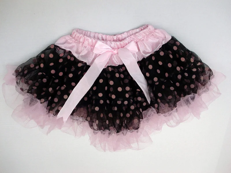 Black/Pink Dot Tutu With Pink Trim Preppy unclassified skirts