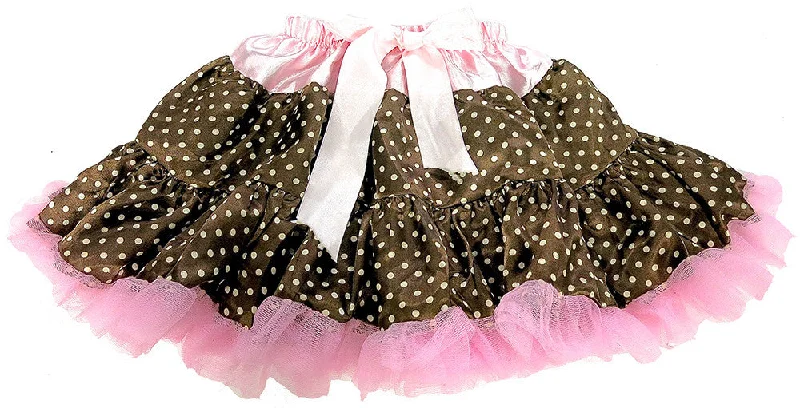 Brown Pink Polka-Dot Satin Tutu Street style unclassified skirts