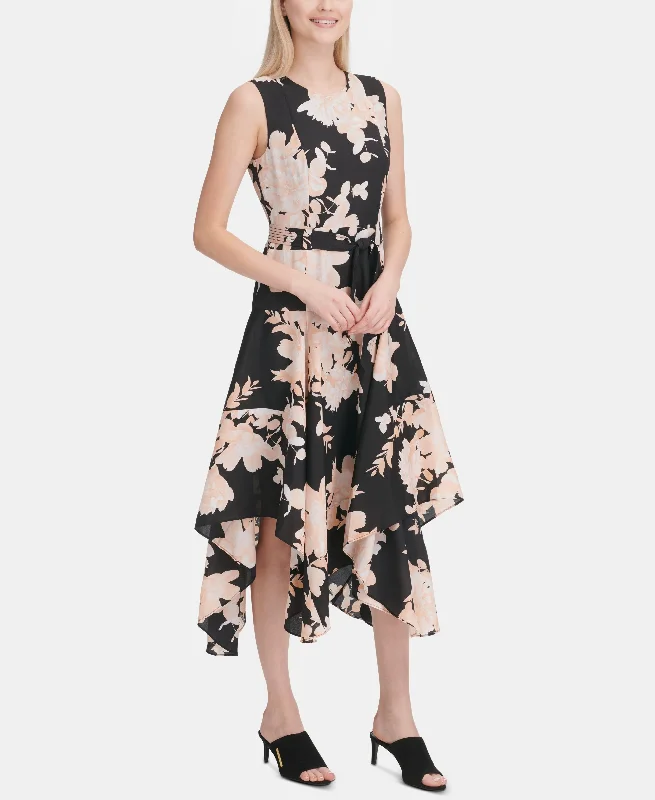 Calvin Klein Floral Handkerchief Hem Midi Dress Corset midi dresses