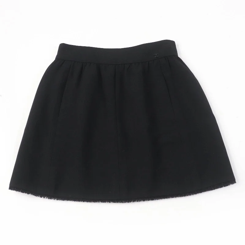 Chanel Wool Nylon A-line Skirt Black 38 Popular unclassified skirts