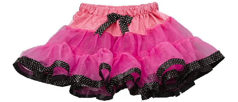 Hot Pink Tutu With Black/White Dot Trim Corset unclassified skirts