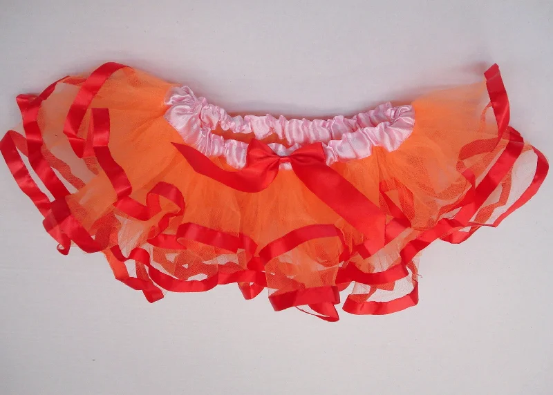 Orange Tutu With Orange Ribbon Trim Color block unclassified skirts