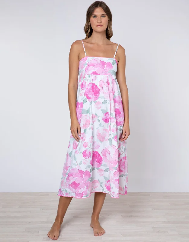 Peony Tie Back Midi Dress - Pink Street style midi dresses