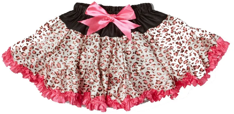 Pink Cheetah Satin Tutu With Hot Pink Trim Smocked unclassified skirts