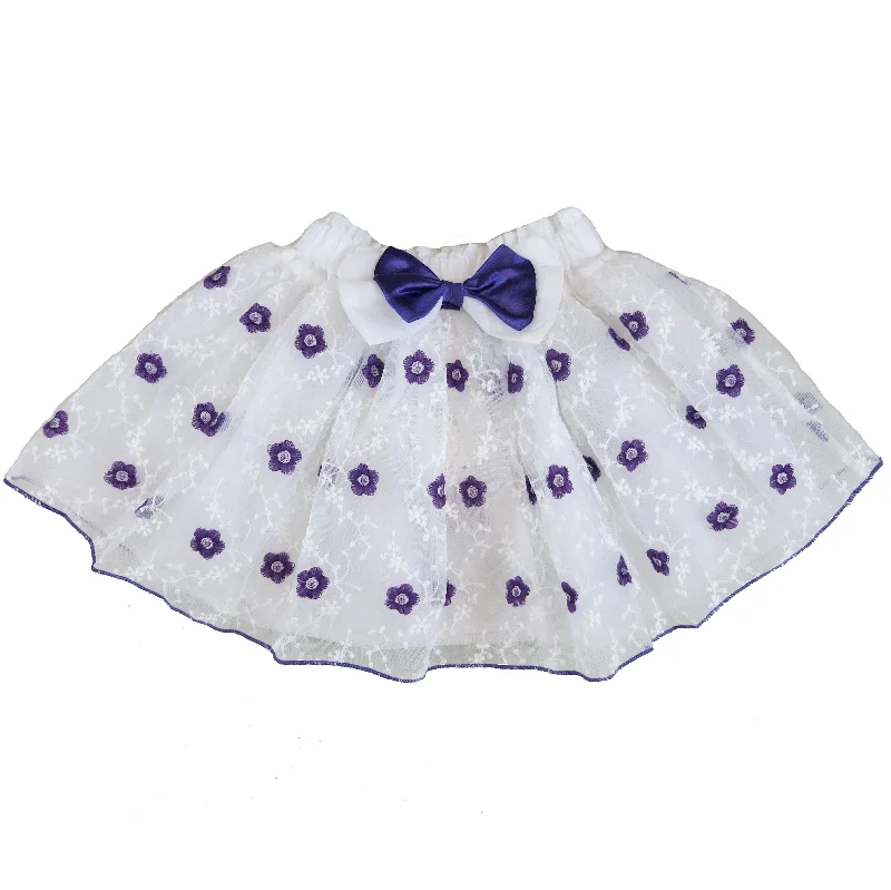 Purple Embroidery Flower White Tutu Skirt Cocktail unclassified skirts