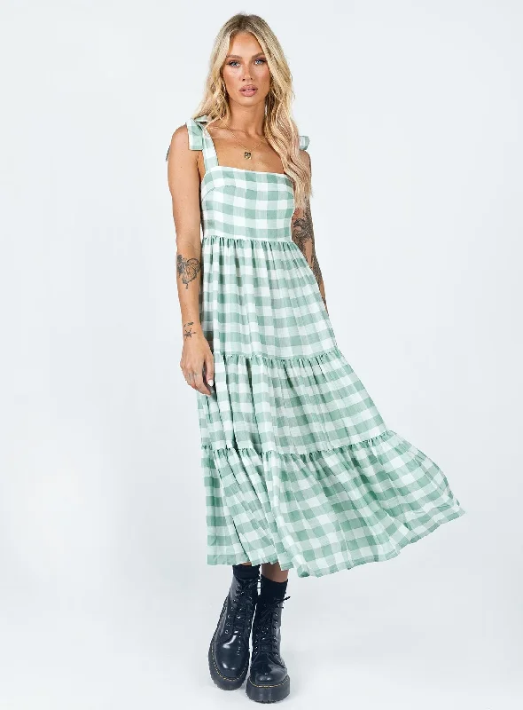 Rae Midi Dress Green Comfortable midi dresses for everyday wear