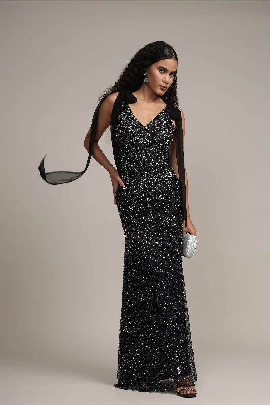 Dream Embellished Maxi Dress in Black Elegant maxi dresses