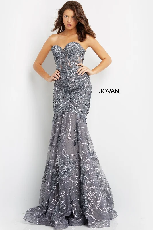 Jovani 07935 Strapless Sexy Long Prom Dress Denim maxi dresses