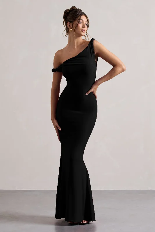 Lita | Black Twisted Asymmetric Maxi Dress Designer maxi dresses