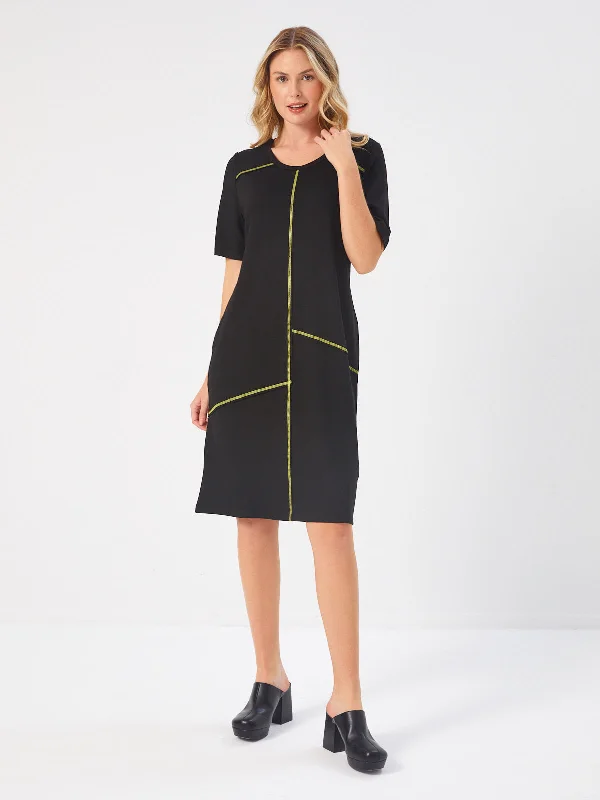 Black Contrast Color Carioca Stitched Knitted Dress 68306 Tulle unclassified dresses Black Contrast Color Carioca Stitched Knitted Dress 68306 Tulle unclassified dresses