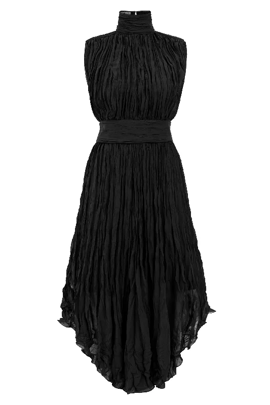 Black Gaia Turtleneck Belted Dress Long sleeve unclassified dresses