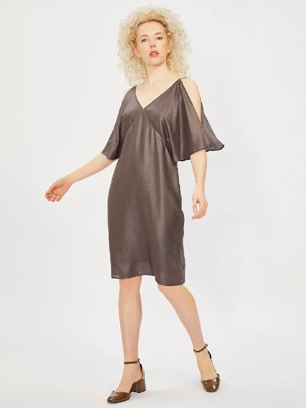 Brown Spaghetti Strap V-neck Dress Boho unclassified dresses