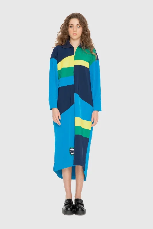 Colorblock Dress with Embroidery Detail Cotton unclassified dresses