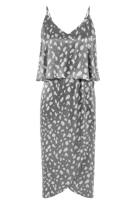 Gray Camenta V-Neck Satin Dress Denim unclassified dresses