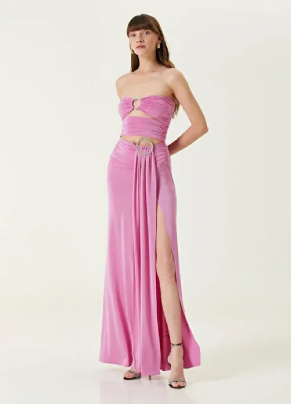 Hera Pink Strapless Dress with Deep Front Slits Color block unclassified dresses