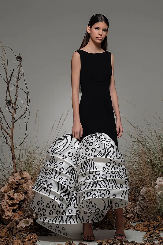Jewel neckline ruffle detailed gown Everyday wear unclassified dresses