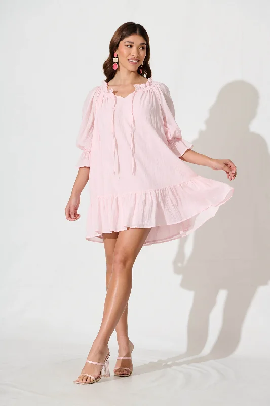 Livie Smock Dress In Blush Cotton Wedding guest unclassified dresses