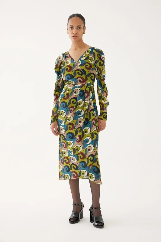 Multicolor Modern V-Neck Bat Dress Pastel unclassified dresses