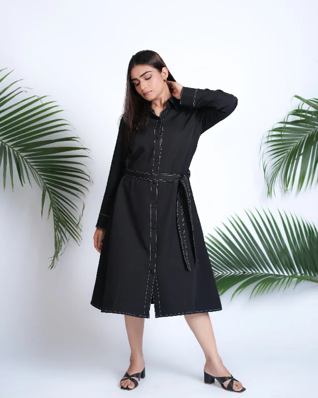 Noir Detailed Coat Style Dress Gothic unclassified dresses